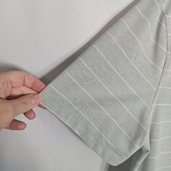 Lululemon Men's Gray Striped Polo Shirt Short Sleeve Lightweight Casual Large - Picture 3 of 5